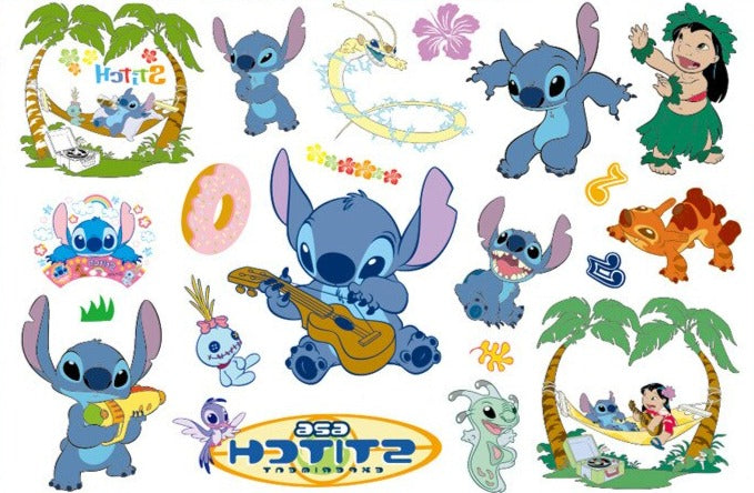 8 feuilles de tatouage Lilo & Stitch pour enfants, autocollants de