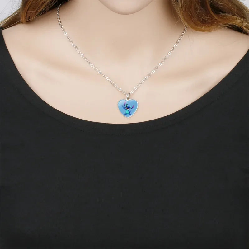 Collier Coeur Personnage Stitch