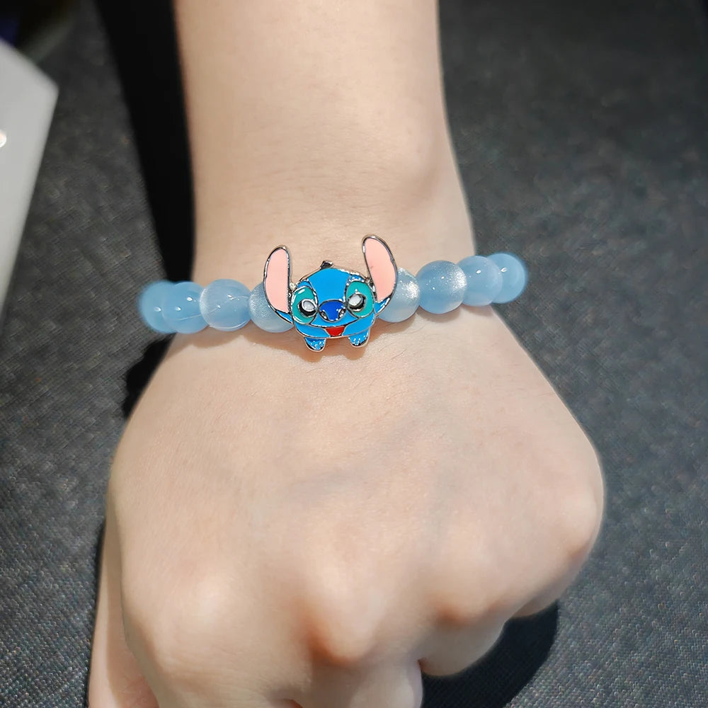 Bracelet perles bleues Stitch