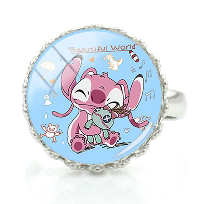 Disney Lilo & Stitch – bague en forme d'ange pour femme, anneau ajustable  en diamant, à la mode, avec dessin animé Lilo & Stitch, bijoux cadeau
