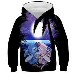 Sweat à capuche pour enfant Stitch et Angel